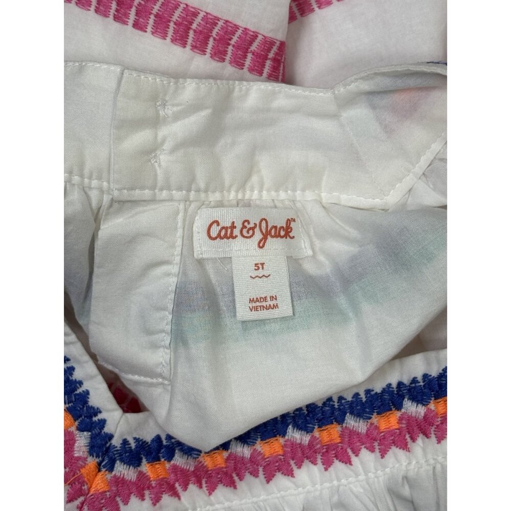 NWOT Cat & Jack Toddler Girl 5T Tassel Embroidered Palm Summer Dress Pink White - Picture 7 of 8